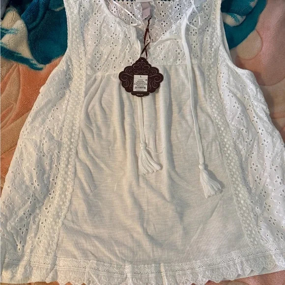 Knox Rose Women's Ribbed Tank Top White Sleeveless NWT - Picture 7 of 7